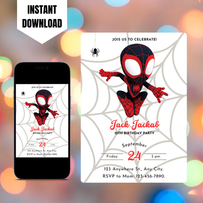 Spin Spidey Birthday Invitation Template | Spidey and his Amazing Friends CreativeRino