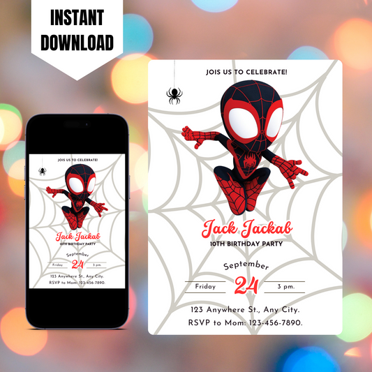 Spin Spidey Birthday Invitation Template | Spidey and his Amazing Friends