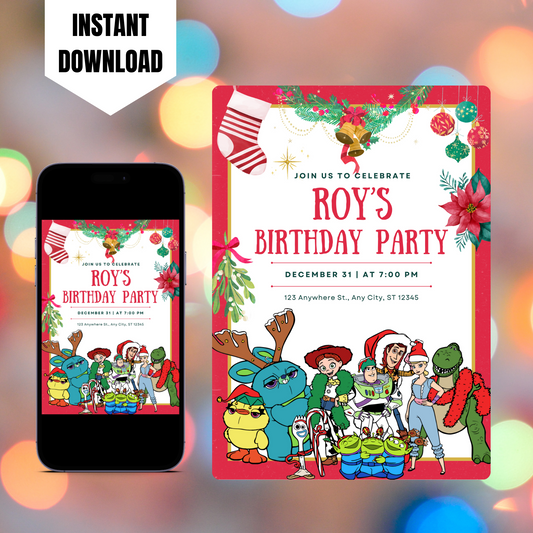 Toy Story Christmas Birthday Invitation Template