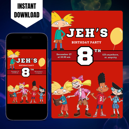 Hey Arnold Birthday Invitation Template CreativeRino