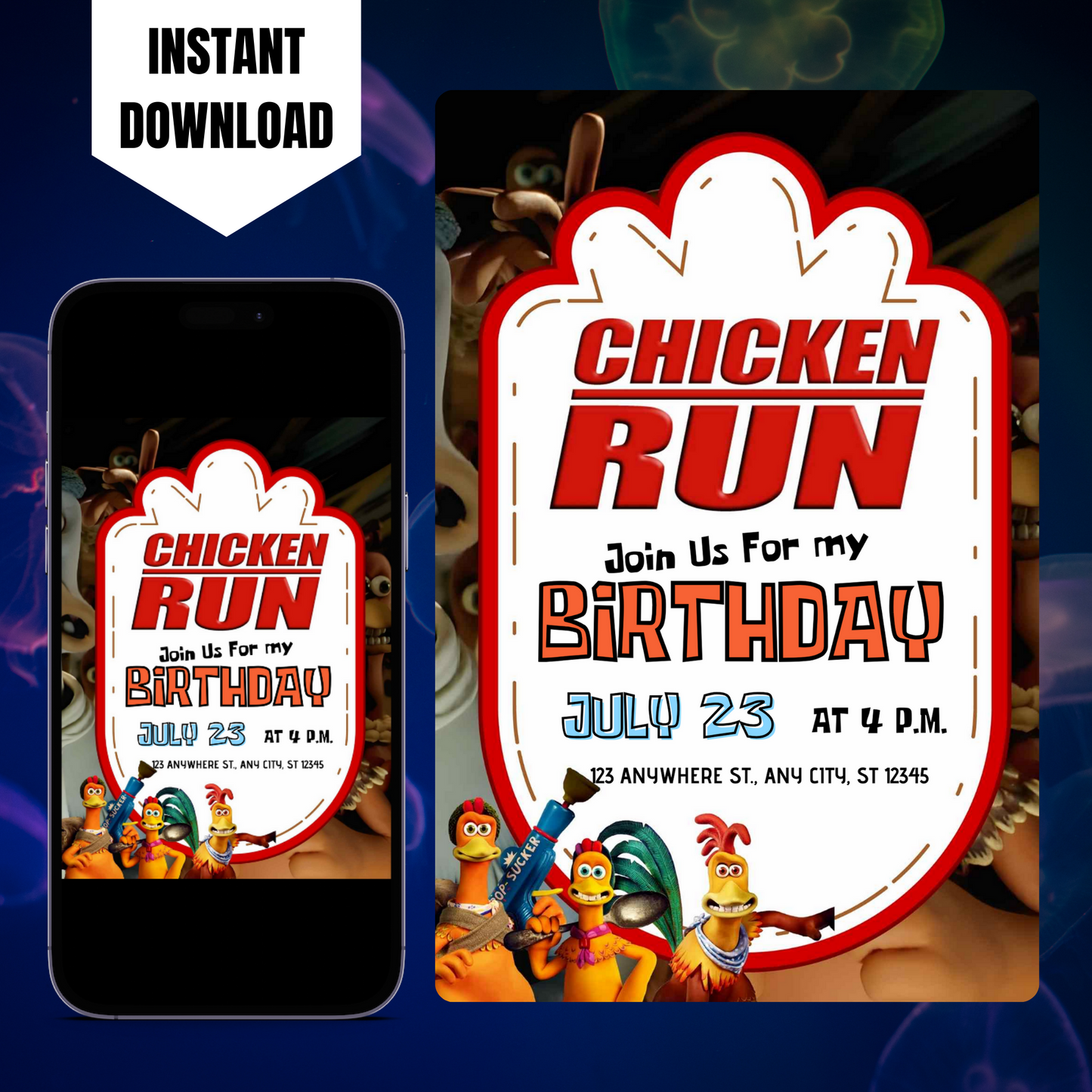 Chicken Run Birthday Invitation Template