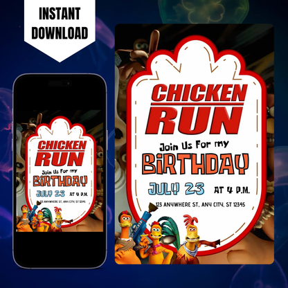 Chicken Run Birthday Invitation Template CreativeRino