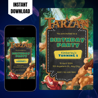 Tarzan Birthday Invitation Template CreativeRino