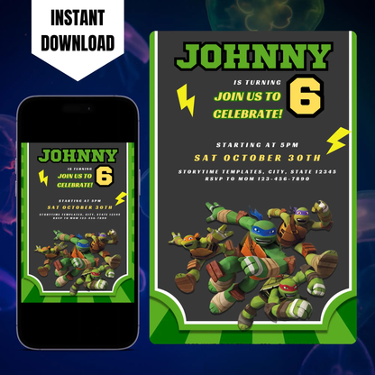 Teenage Mutant Ninja Turtles Birthday Invitation Template CreativeRino