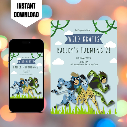 Wild Kratts Birthday Invitation Template CreativeRino