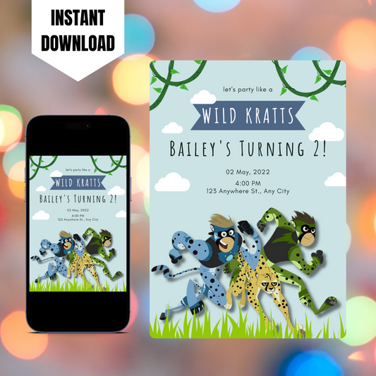 Wild Kratts Birthday Invitation Template