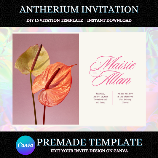 Anthurium Wedding Invitation Template