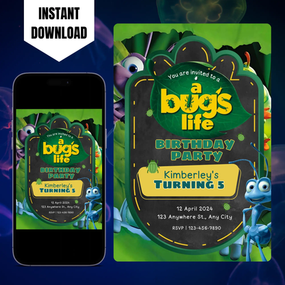 A Bugs Life Birthday Invitation Template CreativeRino