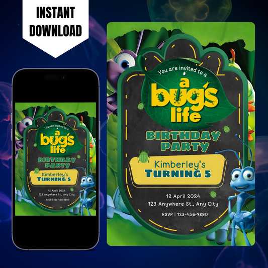 A Bugs Life Birthday Invitation Template