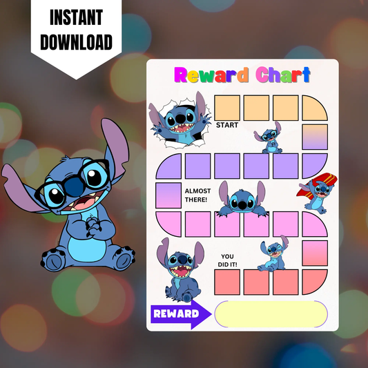 Stitch Reward Chart Template | Stitch Behavior Chart CreativeRino
