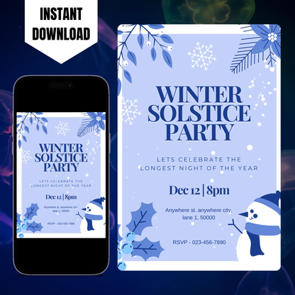 Winter Solstice Party Invitation Template CreativeRino