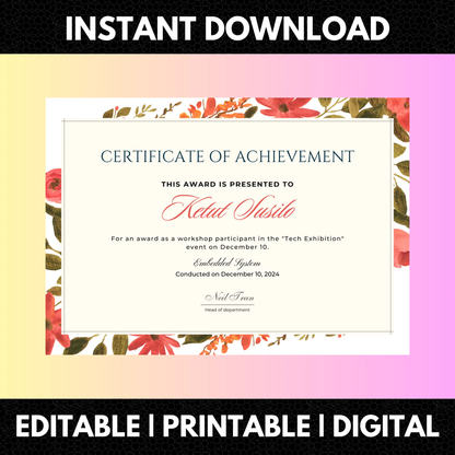 Certificate of Achievement Template | Achievement Certificate CreativeRino