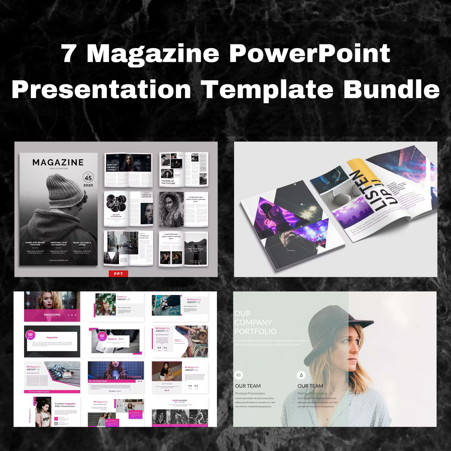 7 Magazine Powerpoint Presentation Template Bundle | Magazine Style Business PowerPoint Template