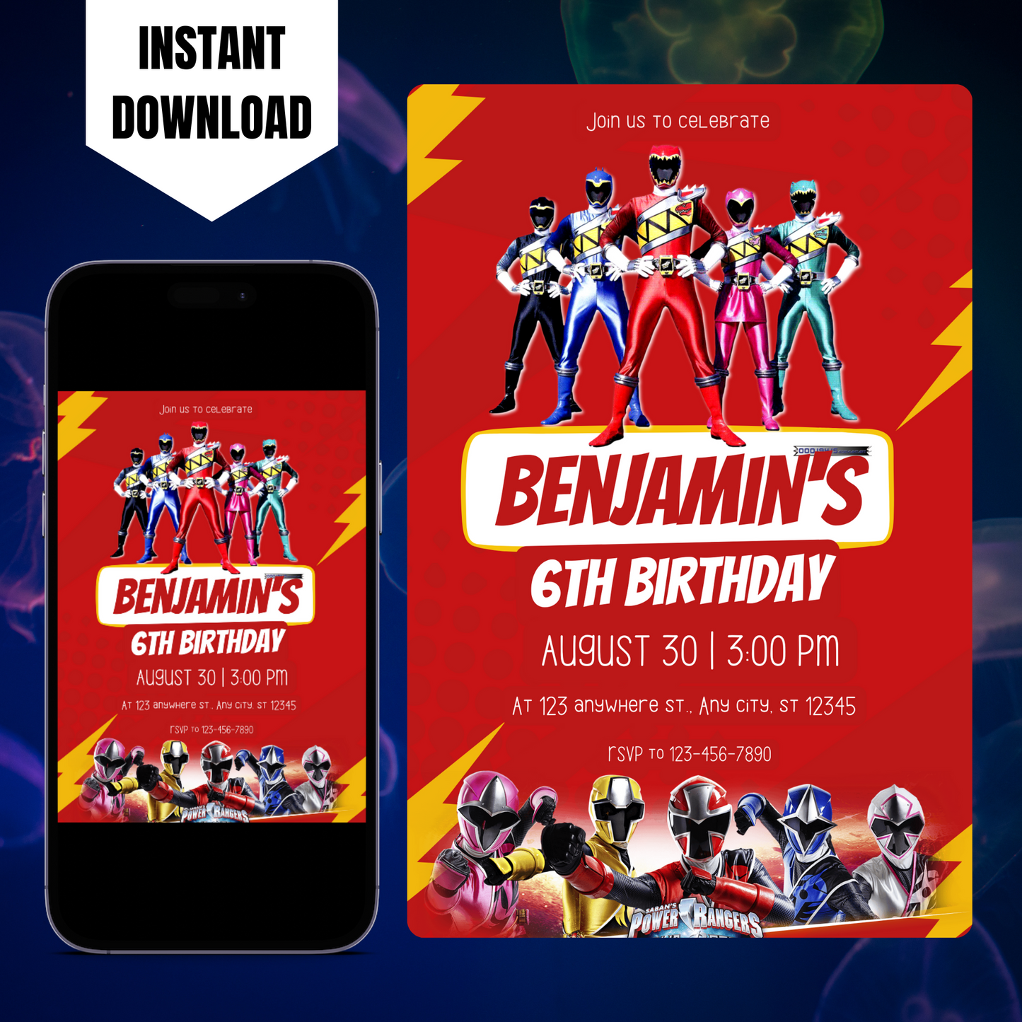 Power Rangers Birthday Invitation Template