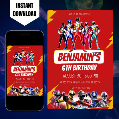Power Rangers Birthday Invitation Template CreativeRino