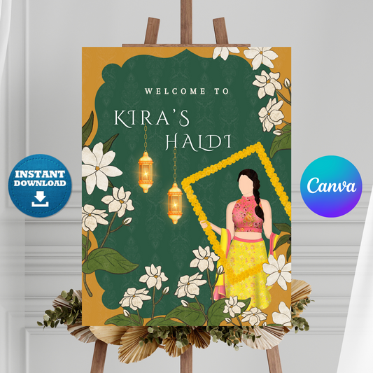 Maiyan Pithi Haldi Sign Template | Indian Wedding Welcome Sign