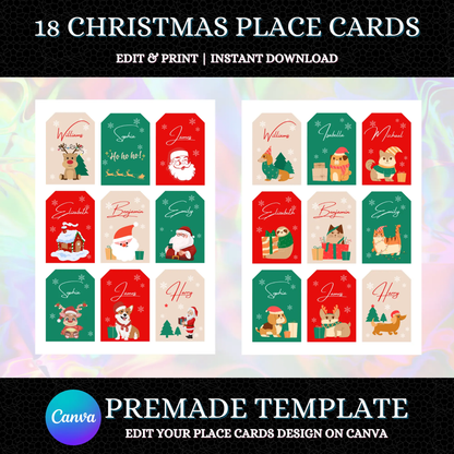 Christmas Placecards Template CreativeRino