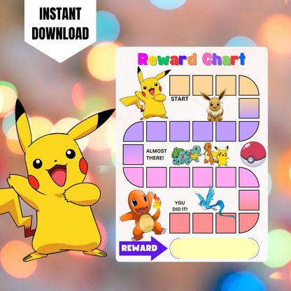 Pokemon Reward Chart Template | Pikachu Behavior Chart CreativeRino