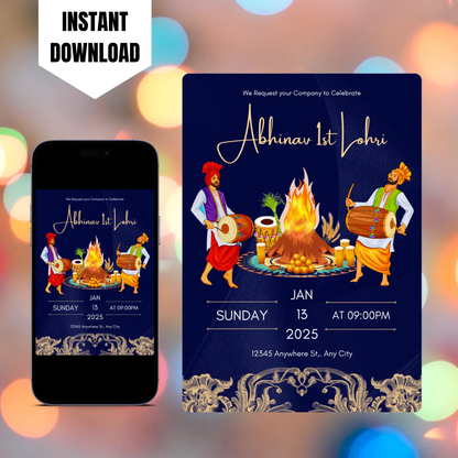 Lohri Invitation Template | Lohri Party Invite CreativeRino