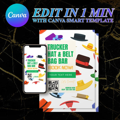 Trucker Hat Bar Flyer Template | Trucker Hat Bar Party Booking Flyer CreativeRino