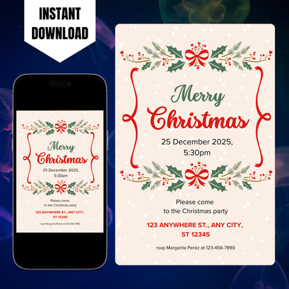 Merry Christmas Party Invitation Template CreativeRino
