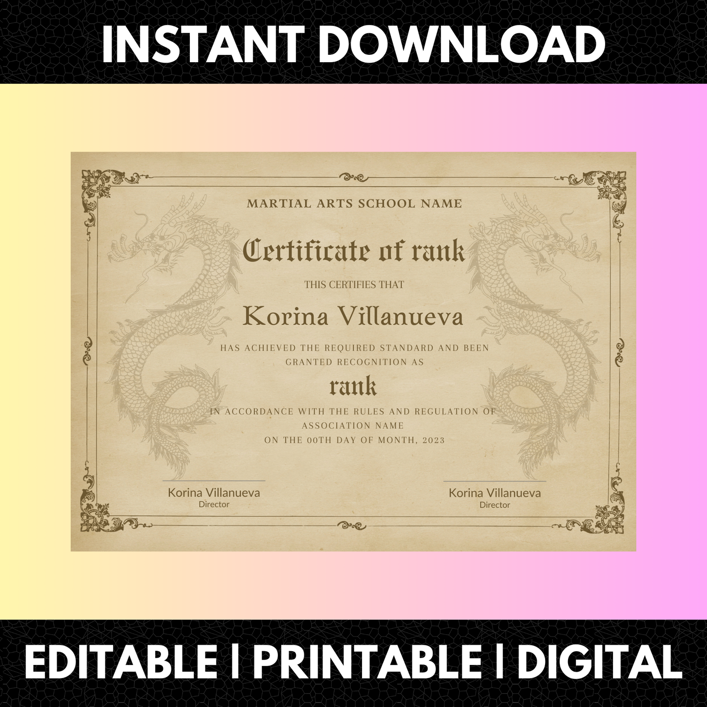 Certificate of Rank Template | Rank Certificate