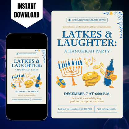 Hanukkah Invitation Template | Hanukkah Celebration Party Invite CreativeRino