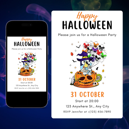 Bluey Halloween Birthday Invitation Template CreativeRino