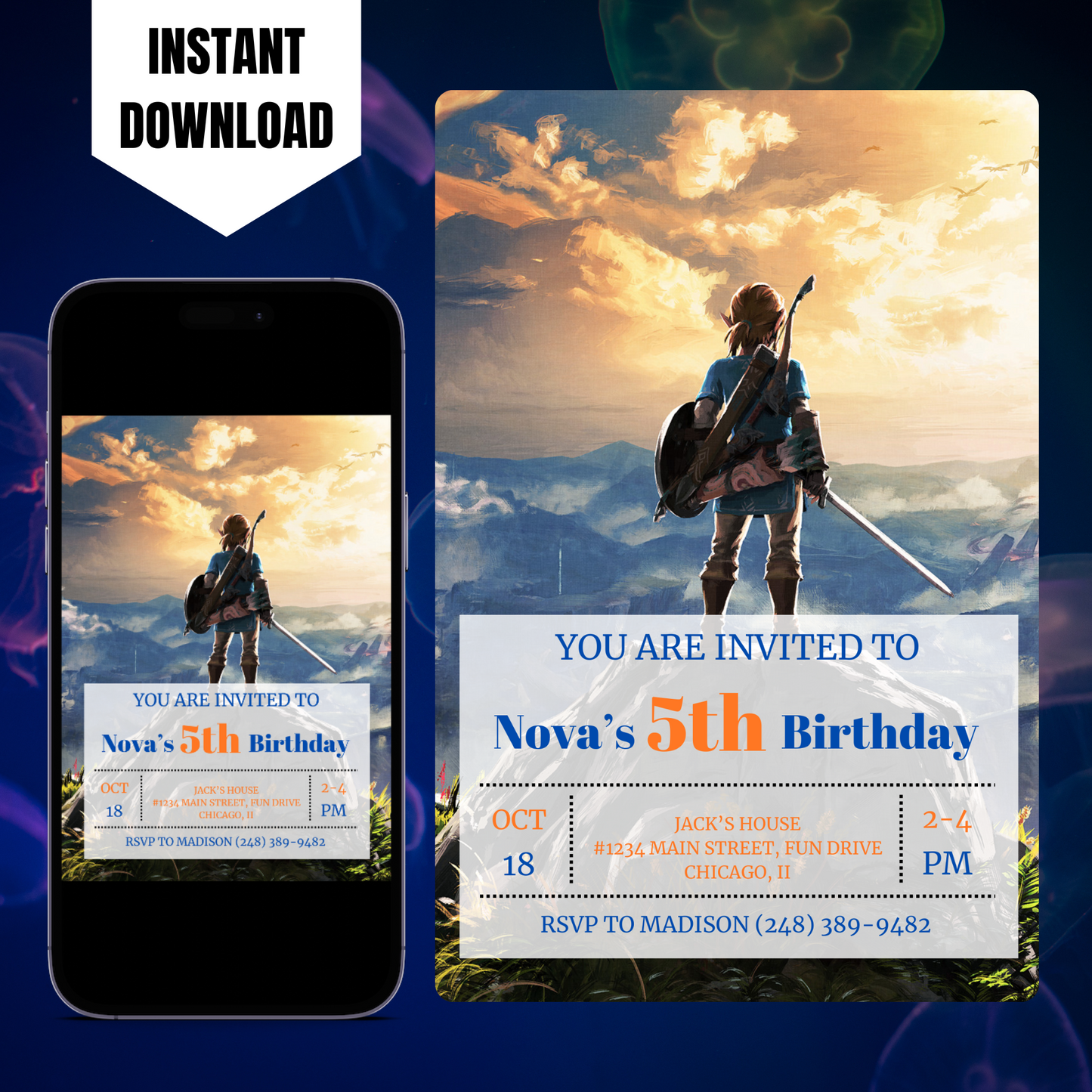 Zelda Birthday Invitation Template | The Legend of Zelda Birthday Invite