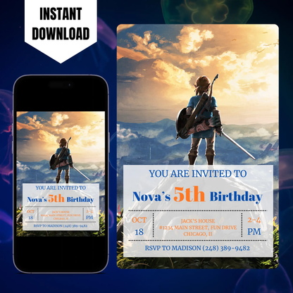 Zelda Birthday Invitation Template | The Legend of Zelda Birthday Invite CreativeRino