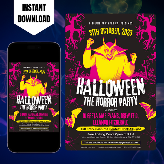 Horror Halloween Party Invitation Template