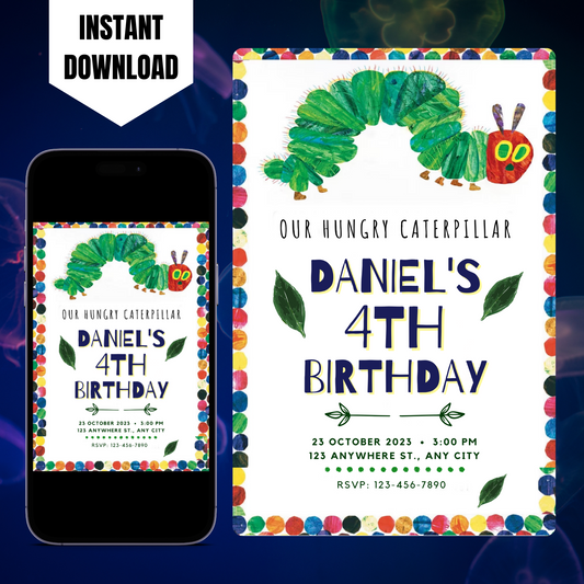 Very Hungry Caterpillar Birthday Invitation Template