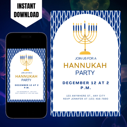 Hanukkah Invitation Template | Hanukkah Celebration Party Invite CreativeRino