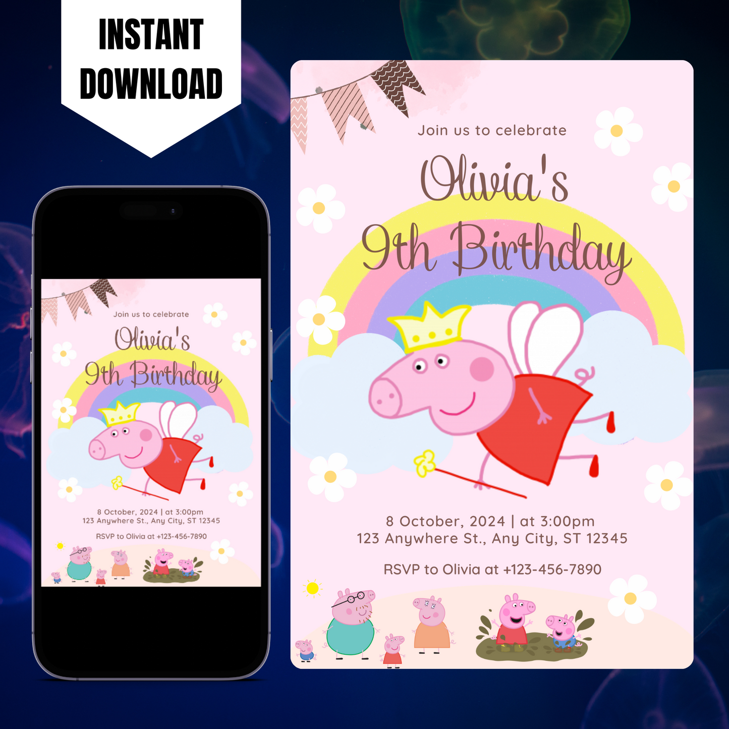 Peppa Pig Birthday Invitation Template