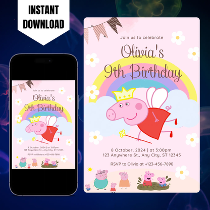 Peppa Pig Birthday Invitation Template CreativeRino