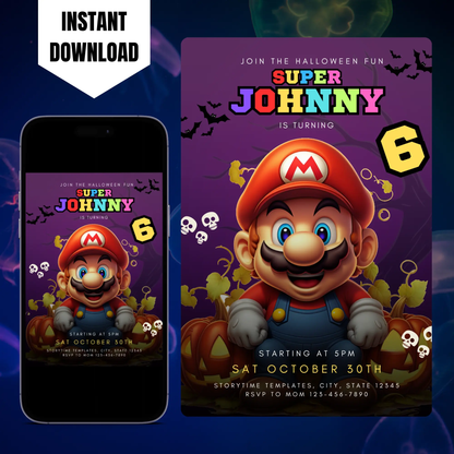 Super Mario Birthday Invitation Template CreativeRino
