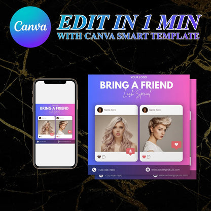 Bring A Bestie Flyer Template | Bring A Friend Flyer CreativeRino