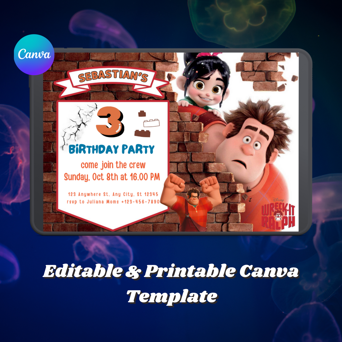 Wreck it Ralph Birthday Invitation Template