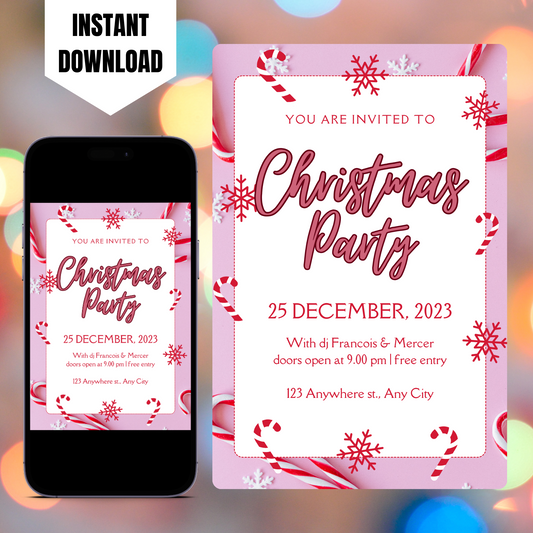 Peppermint Christmas Party Invitation Template