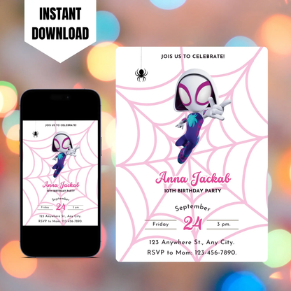 Ghost Spidey Birthday Invitation Template | Spidey and his Amazing Friends CreativeRino