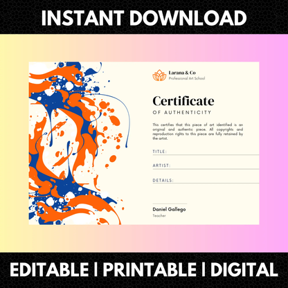 Certificate of Authenticity Template | Authenticity Certificate CreativeRino