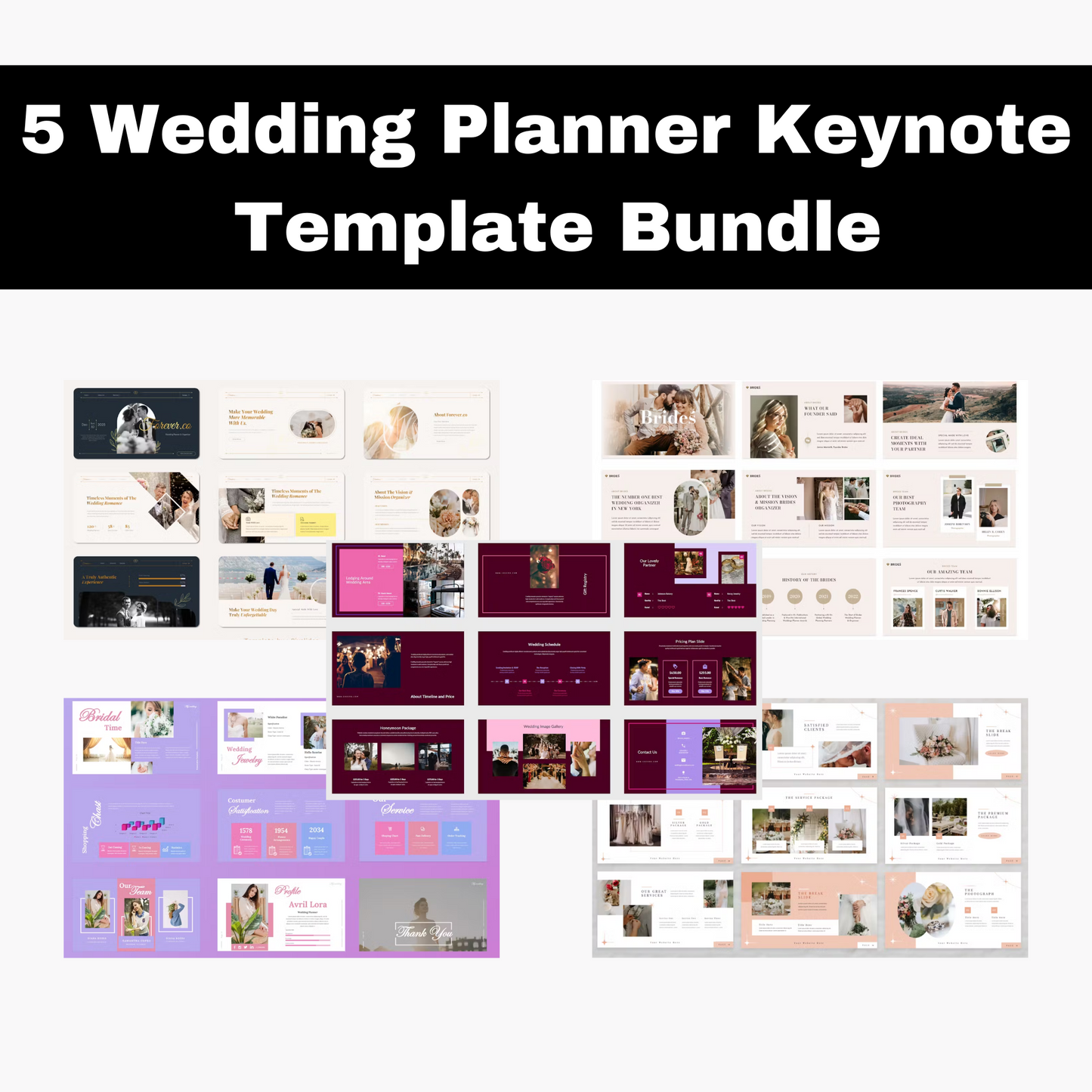 5 Wedding Planner Keynote Template Bundle