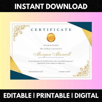 Certificate of Participation Template | Participation Certificate CreativeRino