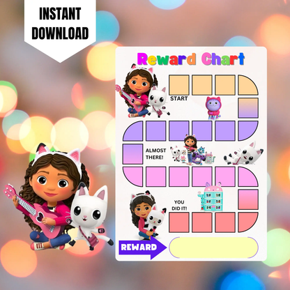 Gabby Dollhouse Reward Chart Template | Gabby Behavior Chart CreativeRino