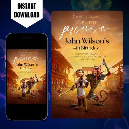 Monkey King Birthday Invitation Template CreativeRino