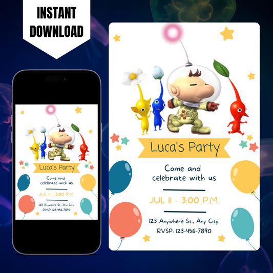 Pikmin Birthday Invitation Template