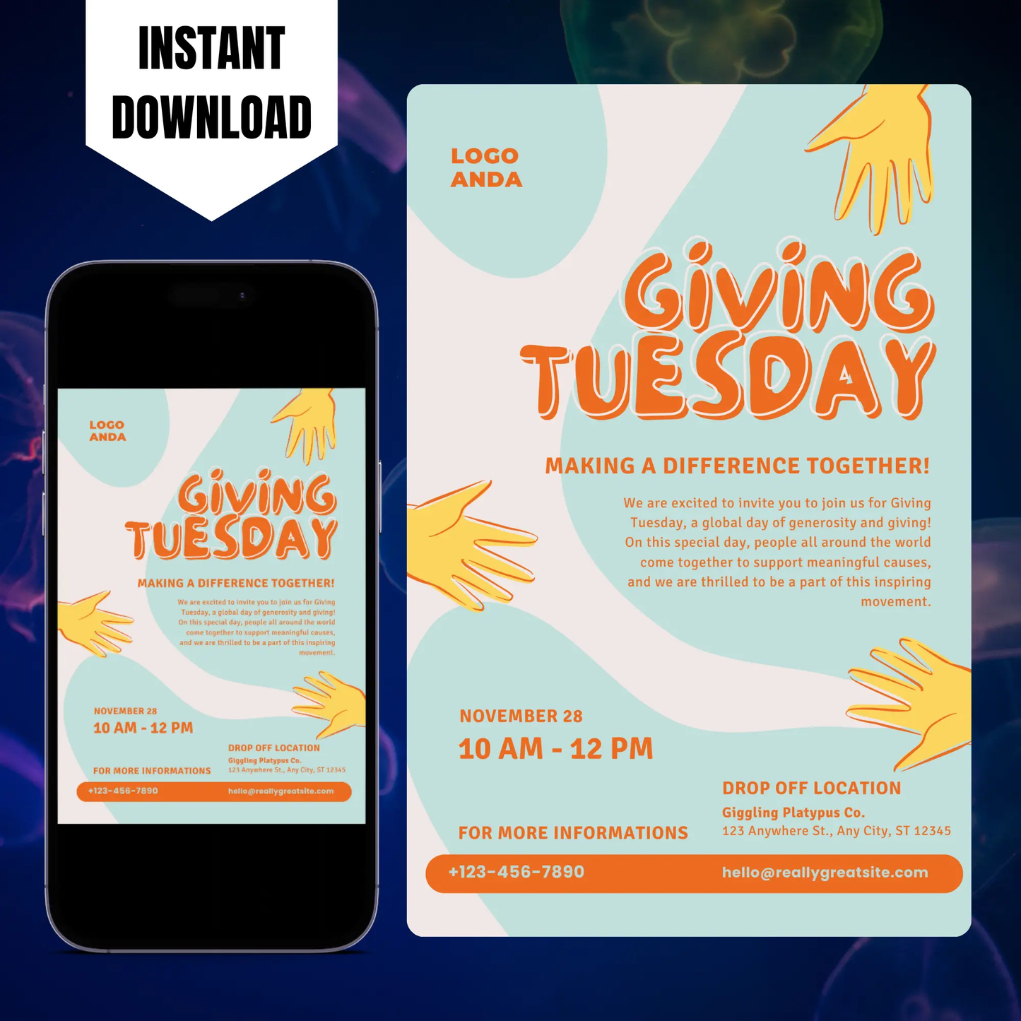 Giving Tuesday Invitation Template CreativeRino