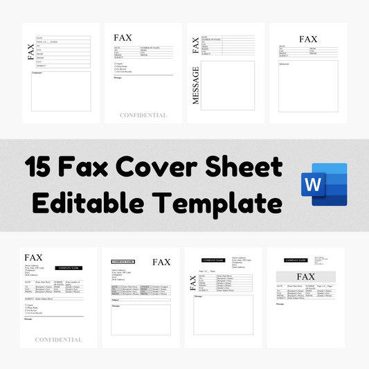 15 Fax Cover Sheet Template Bundle MS Word