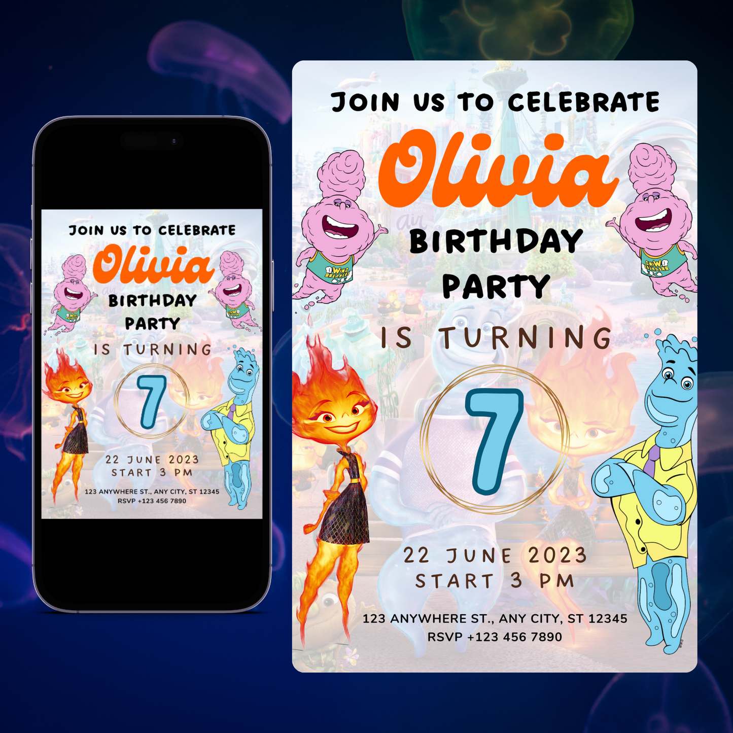 Elemental Birthday Party Invitation Template