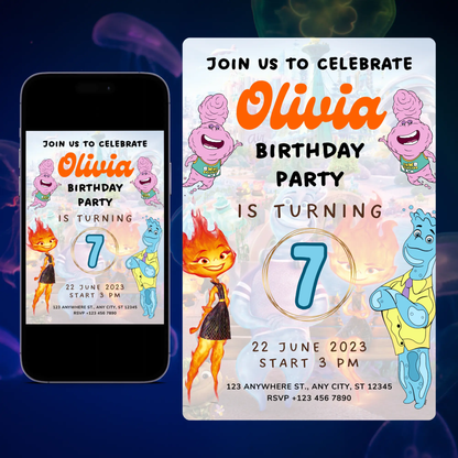 Elemental Birthday Party Invitation Template CreativeRino